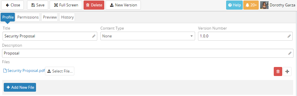 Meta veri alanları içeren belge ekleme formu