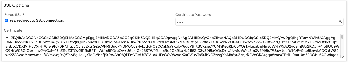 SSL seçenekleri yapılandırması